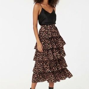 J CREW Leopard Print Tiered Skirt NWT size 2